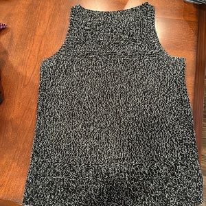 Loft, sleeveless, marled black and white sweater, small